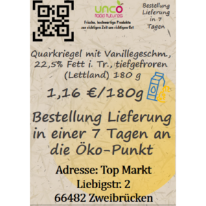 Quarkriegel mit  Vanillegeschmack, 22,5% Fett i.  Tr., tiefgefroren (Lettland) 180 g