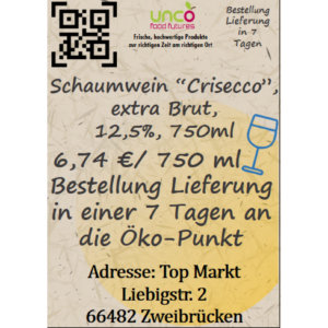 Schaumwein "Crisecco", extra  Brut, 12,5%, 750ml