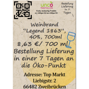 Weinbrand "Legend 1863", 40%,  700ml